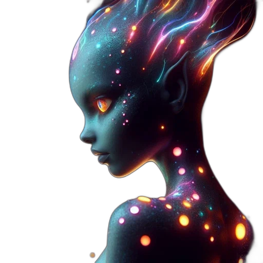 face, creature, crown, robot, concept art, fantasy art, cyberpunk, 3d render transparent PNG cut-out