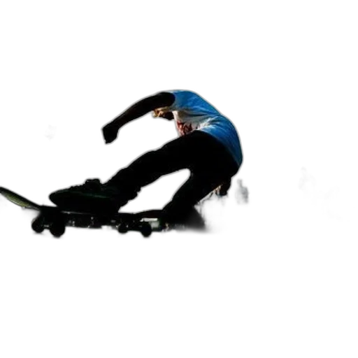 staff, robot, photorealistic, 3d render, skateboarder, performs, trick, green transparent PNG cut-out