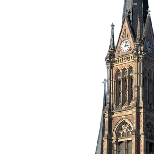 building, dress, 3d render, photorealistic, clock, tower, blue, sky transparent PNG cut-out