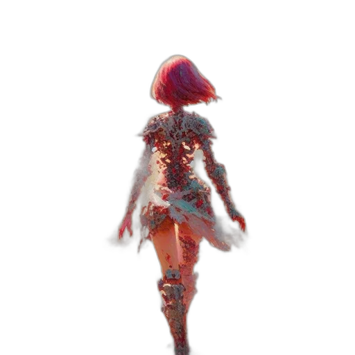 dress, robot, creature, sword, concept art, 3d render, fantasy art, pixel art transparent PNG cut-out