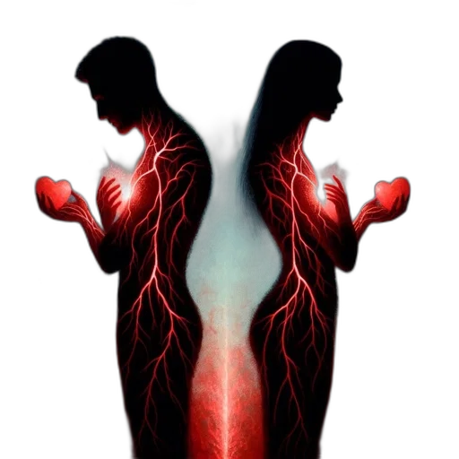 dress, concept art, 3d render, fire, neon lights, two, silhouetted, figures transparent PNG cut-out