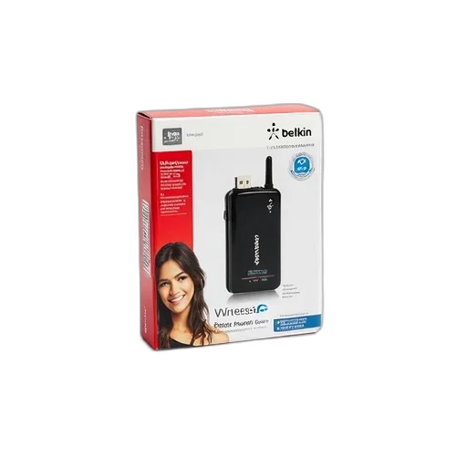 belkin, wireless, desktop, network, card, displayed, white, background transparent PNG cut-out