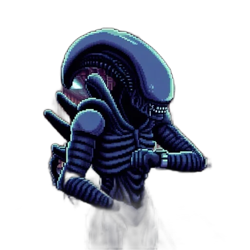 robot, creature, mask, staff, pixel art, concept art, fantasy art, comic book art transparent PNG cut-out