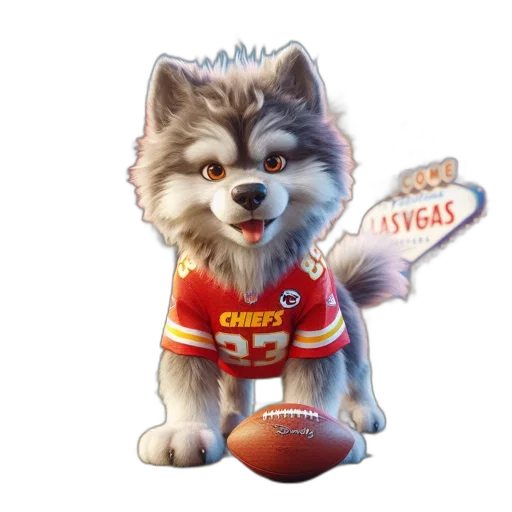 animal, photorealistic, fantasy art, cartoon, concept art, husky-like, dog, sports transparent PNG cut-out