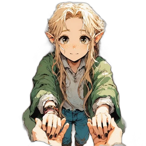 staff, jewelry, hair, face, pixel art, anime, concept art, watercolor transparent PNG cut-out