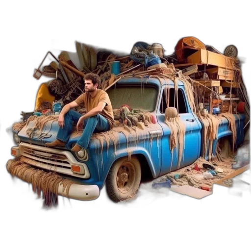 car, furniture, shoes, concept art, photorealistic, fantasy art, 3d render, city street transparent PNG cut-out