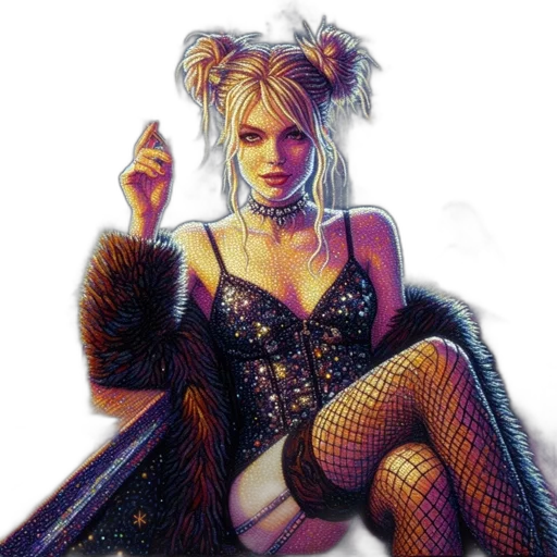 dress, fantasy art, cyberpunk, comic book art, anime, neon lights, outer space, dark transparent PNG cut-out