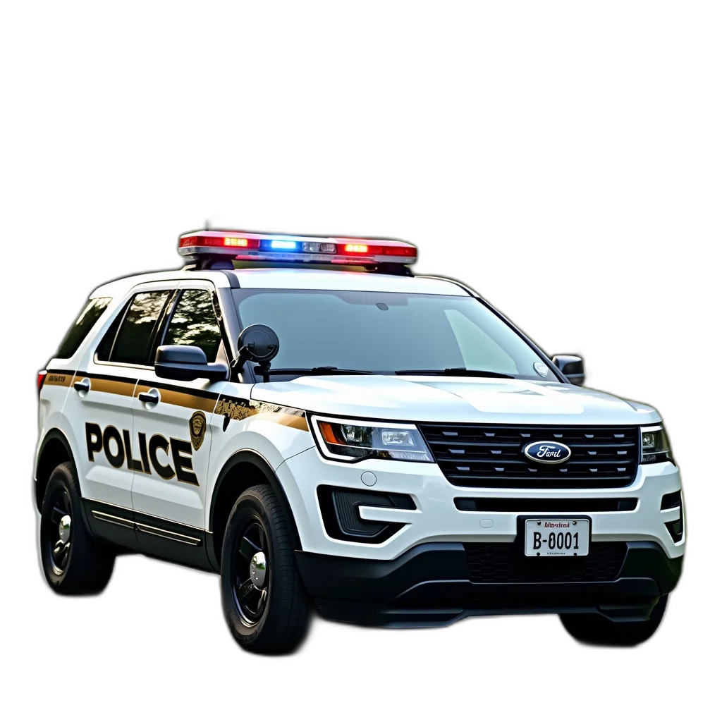 car, weapon, staff, 3d render, concept art, photorealistic, white, police transparent PNG cut-out