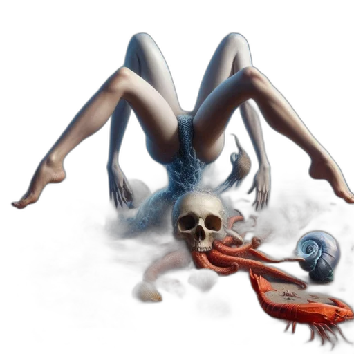 creature, concept art, fantasy art, photorealistic, 3d render, underwater, fire, outer space transparent PNG cut-out