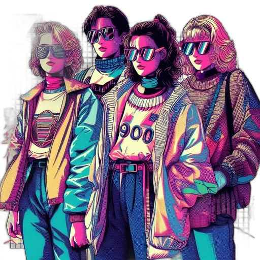 jacket, mask, vaporwave, concept art, comic book art, watercolor, neon lights, snow transparent PNG cut-out