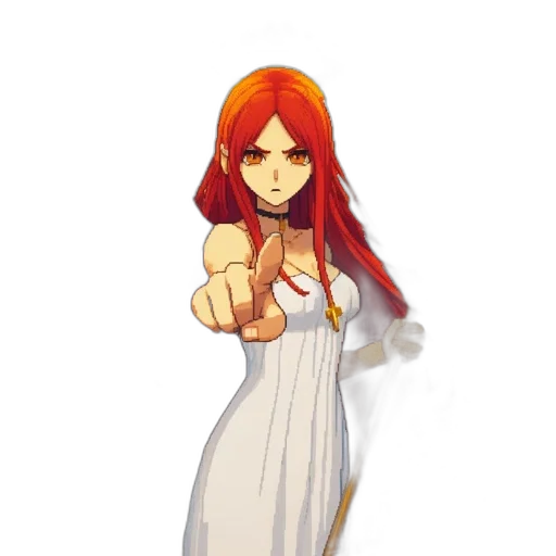 dress, staff, weapon, pixel art, concept art, anime, fantasy art, red transparent PNG cut-out