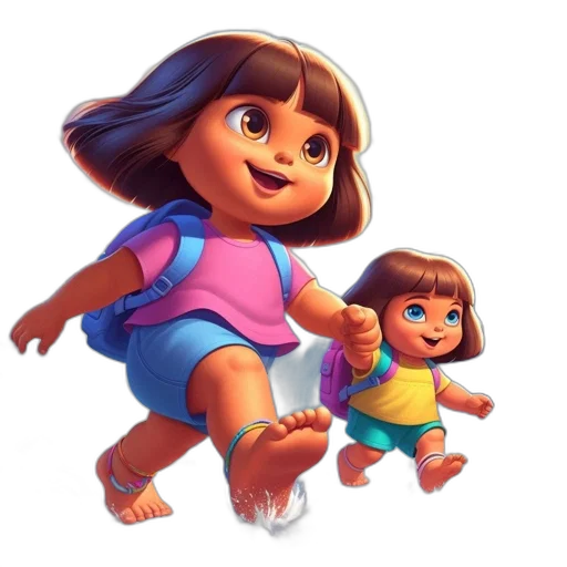 3d render, concept art, photorealistic, oil painting, dora, explorer, her, younger transparent PNG cut-out