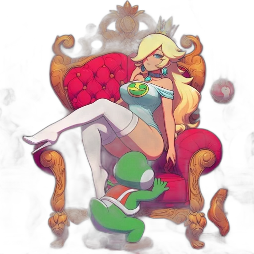 crown, dress, furniture, pixel art, concept art, fantasy art, watercolor, green transparent PNG cut-out
