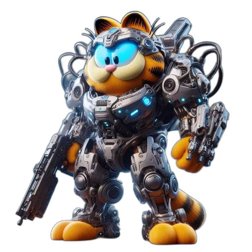 robot, weapon, animal, creature, 3d render, concept art, cyberpunk, pixel art transparent PNG cut-out