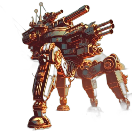 robot, weapon, animal, staff, concept art, 3d render, fantasy art, cyberpunk transparent PNG cut-out