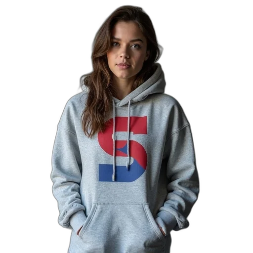 jacket, photorealistic, person, wearing, grey, hoodie, red, blue transparent PNG cut-out