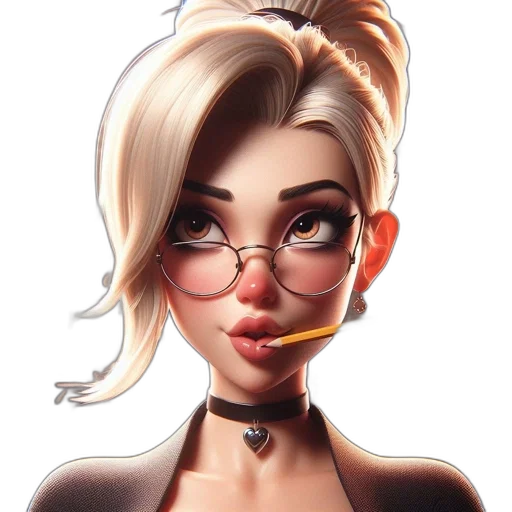 staff, face, dress, cartoon, comic book art, concept art, fantasy art, animated transparent PNG cut-out