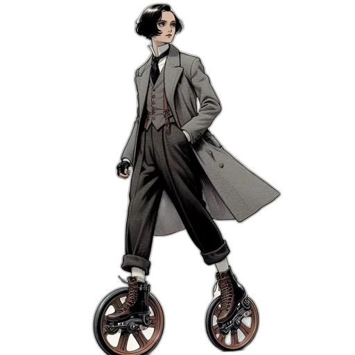 concept art, photorealistic, fantasy art, cartoon, elegant, woman, vintage, outfit transparent PNG cut-out
