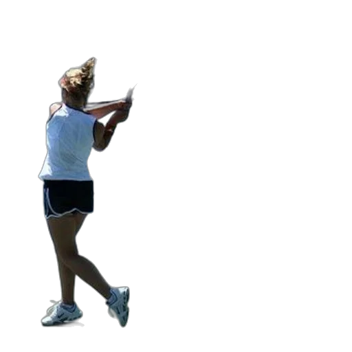 staff, woman, white, shirt, black, shorts, playing, tennis transparent PNG cut-out