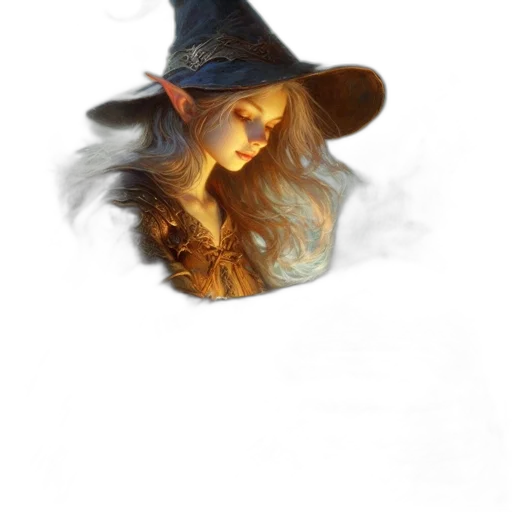 hat, staff, mask, face, fantasy art, photorealistic, concept art, oil painting transparent PNG cut-out