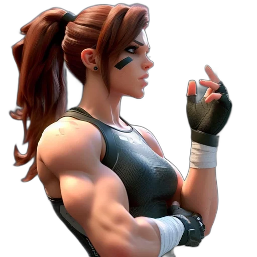 weapon, staff, concept art, 3d render, photorealistic, comic book art, athletic, woman transparent PNG cut-out