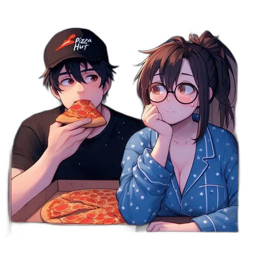 food, pixel art, anime, cartoon, watercolor, fire, two, characters transparent PNG cut-out