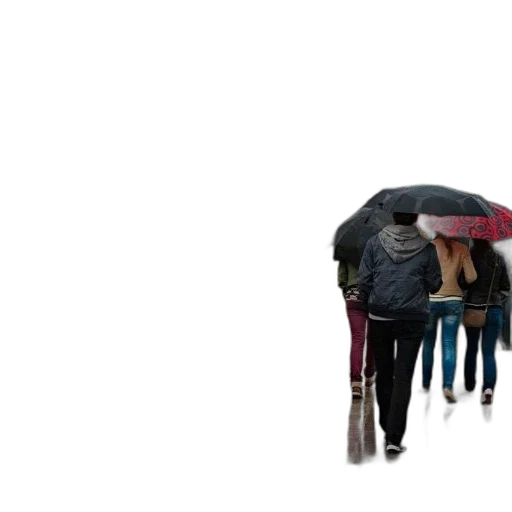 umbrella, jacket, staff, hat, 3d render, rain, snow, people transparent PNG cut-out