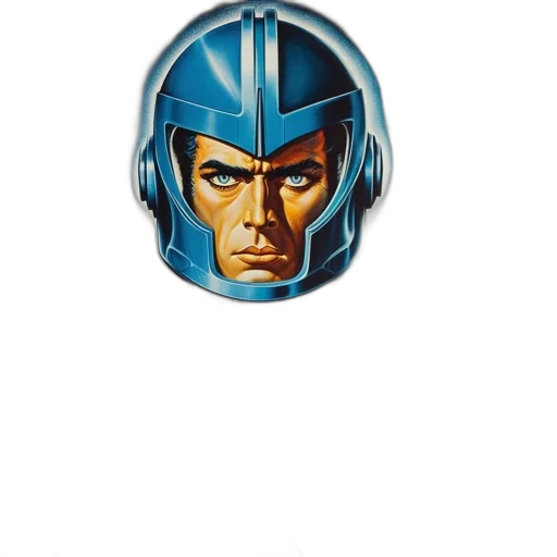 robot, mask, face, weapon, comic book art, concept art, photorealistic, blue transparent PNG cut-out