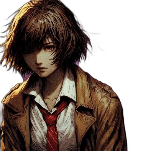 jacket, face, comic book art, concept art, photorealistic, anime, young, woman transparent PNG cut-out