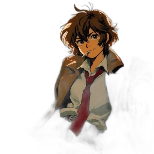 jacket, staff, face, weapon, concept art, watercolor, pixel art, anime transparent PNG cut-out