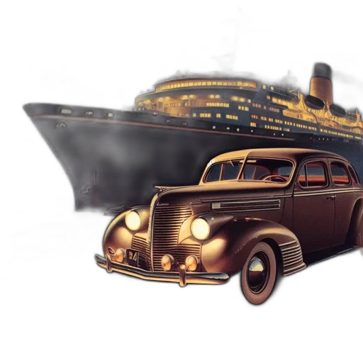 car, concept art, photorealistic, 3d render, comic book art, old, automobile, mid-20th transparent PNG cut-out
