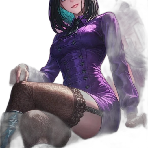 dress, staff, jacket, cyberpunk, fantasy art, comic book art, concept art, dark transparent PNG cut-out