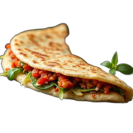 food, hat, photorealistic, 3d render, stuffed, paratha, yogurt, sour transparent PNG cut-out