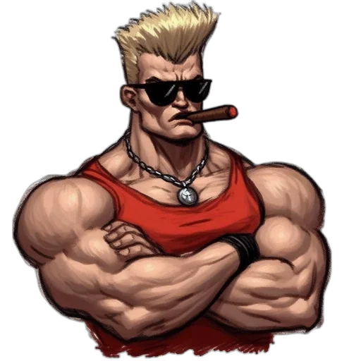 comic book art, pixel art, concept art, cartoon, animated, figure, muscular, build transparent PNG cut-out