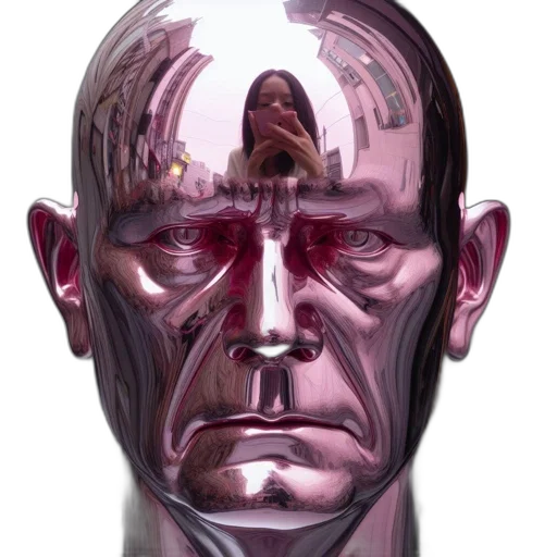 face, mask, robot, creature, concept art, comic book art, cyberpunk, photorealistic transparent PNG cut-out
