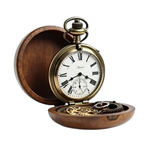 jewelry, furniture, 3d render, photorealistic, vintage, pocket, watch, white transparent PNG cut-out