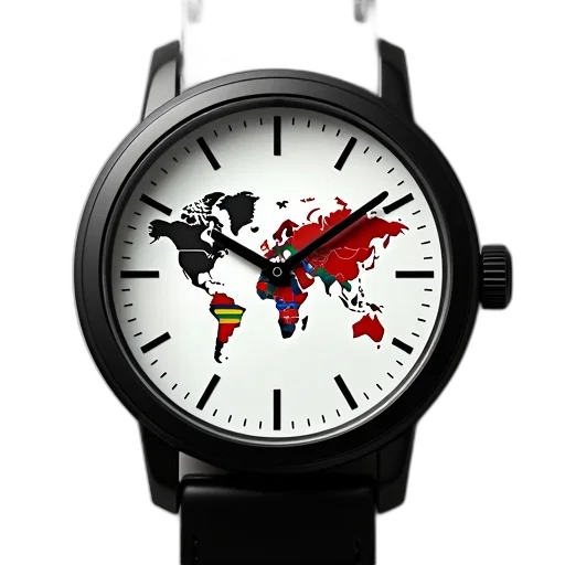 cartoon, photorealistic, concept art, black, wristwatch, white, face, colorful transparent PNG cut-out