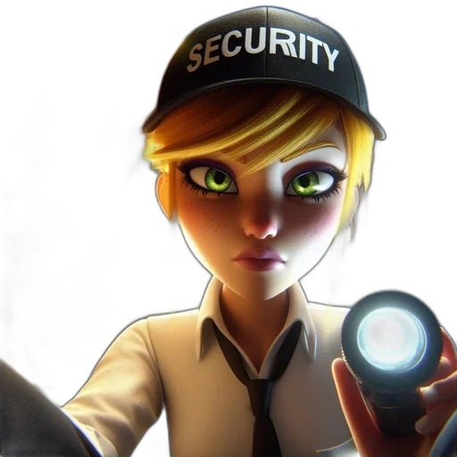 staff, concept art, 3d render, cartoon, comic book art, blonde, security, guard transparent PNG cut-out