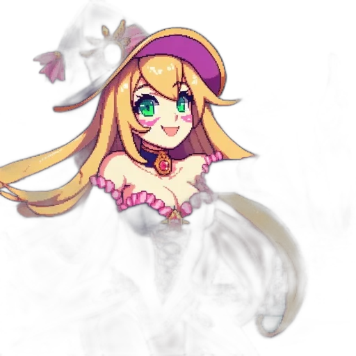 dress, crown, staff, hat, pixel art, anime, concept art, fantasy art transparent PNG cut-out