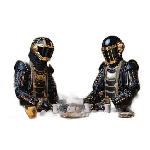 robot, jewelry, mask, jacket, concept art, 3d render, outer space, two transparent PNG cut-out