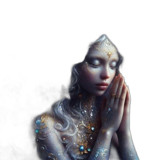 jewelry, crown, dress, robot, fantasy art, concept art, photorealistic, 3d render transparent PNG cut-out