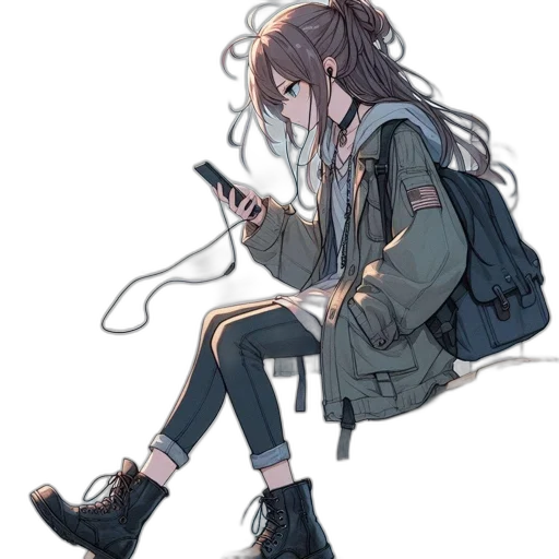 jacket, weapon, shoes, creature, cyberpunk, concept art, watercolor, anime transparent PNG cut-out