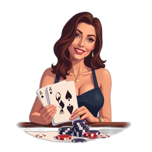 cartoon, pixel art, concept art, photorealistic, woman, casino, chip, spades transparent PNG cut-out