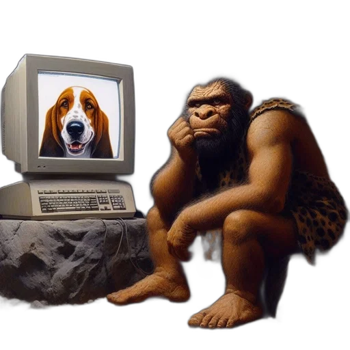 animal, creature, robot, vaporwave, photorealistic, prehistoric, setting, large transparent PNG cut-out