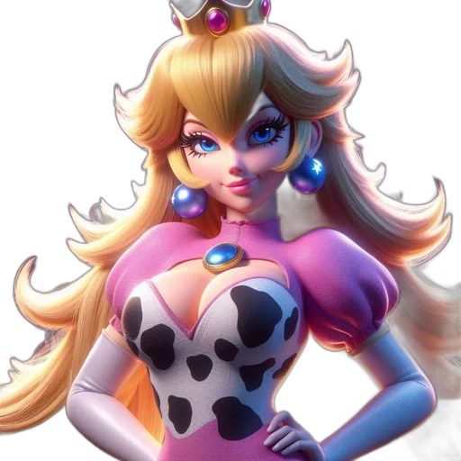 crown, dress, face, concept art, 3d render, fantasy art, cartoon, voluminous-haired transparent PNG cut-out