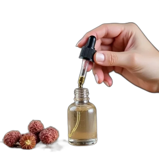 food, bottle, photorealistic, person, hand, holding, dropper, black transparent PNG cut-out