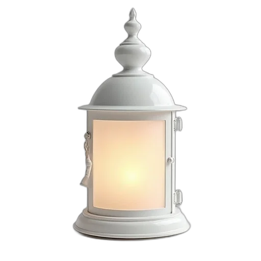 3d render, photorealistic, white, lantern, curved, top, lit, interior transparent PNG cut-out