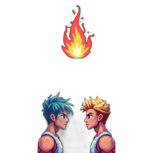 pixel art, concept art, fantasy art, anime, fire, blue, colorful, pastel transparent PNG cut-out