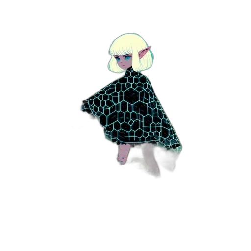 creature, dress, mask, jacket, pixel art, vaporwave, 3d render, concept art transparent PNG cut-out