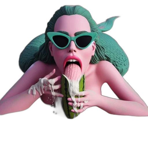 creature, face, mask, jewelry, 3d render, concept art, vaporwave, cartoon transparent PNG cut-out